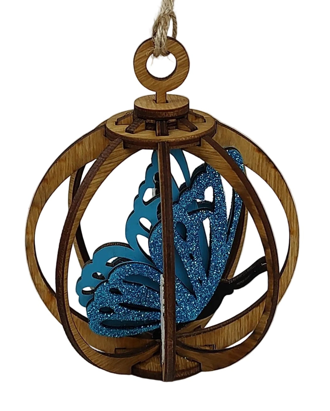 Blue Butter fly snow globe ornament
