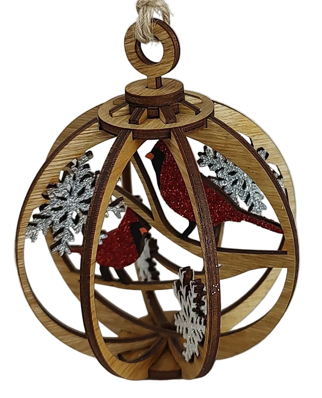 Double Red cardinal snow globe ornament