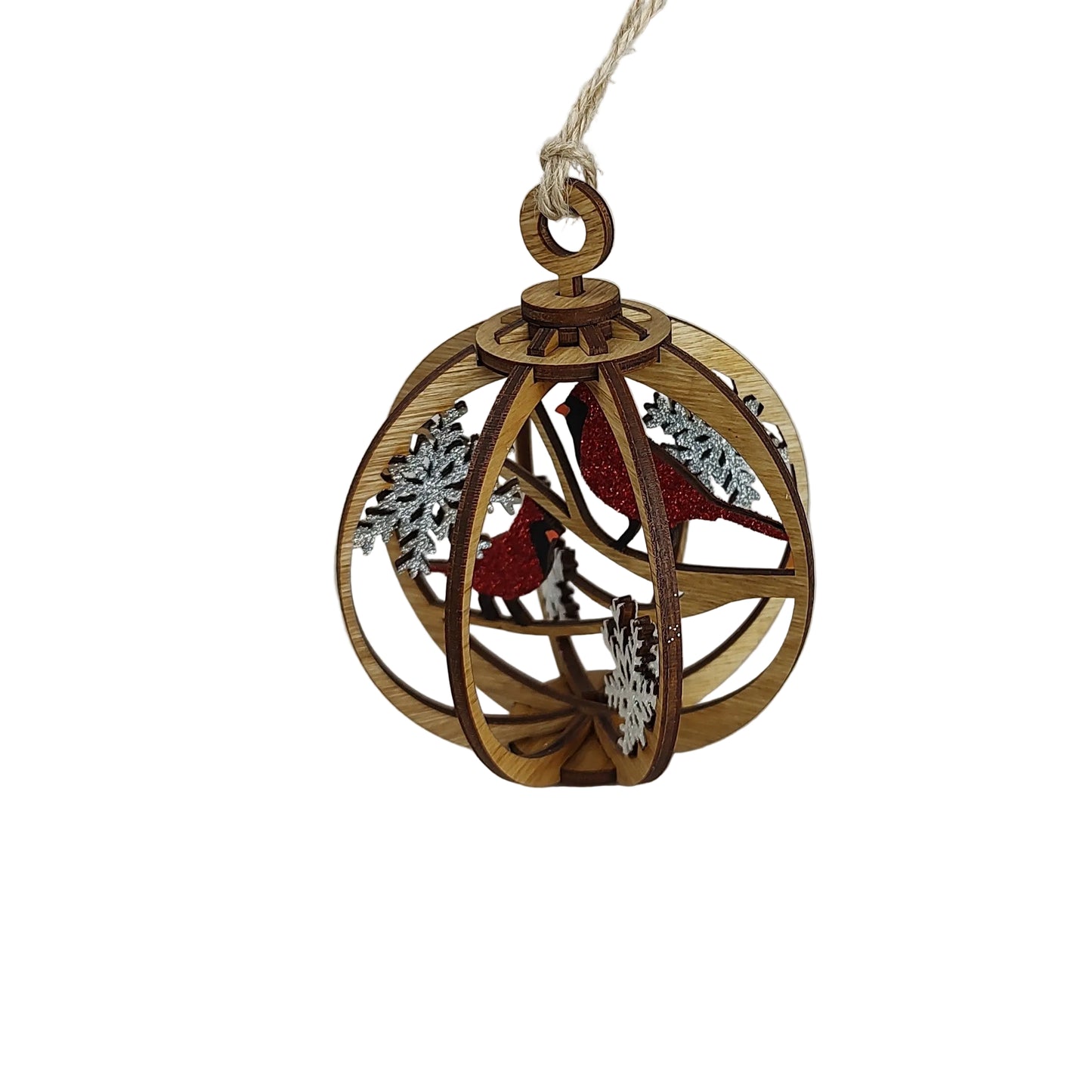 Double Red cardinal snow globe ornament