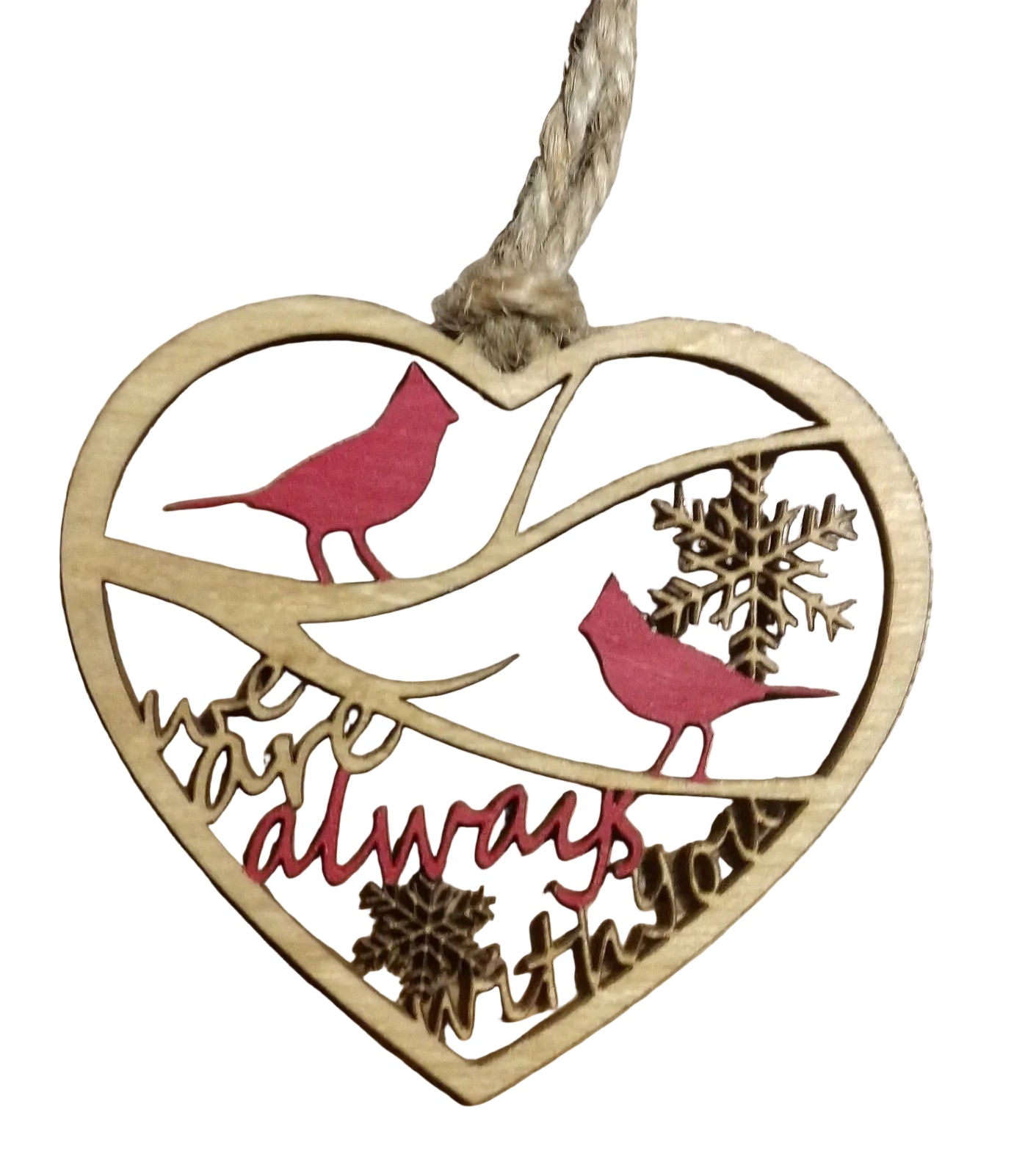 2 cardinals on a branch memorial ornament