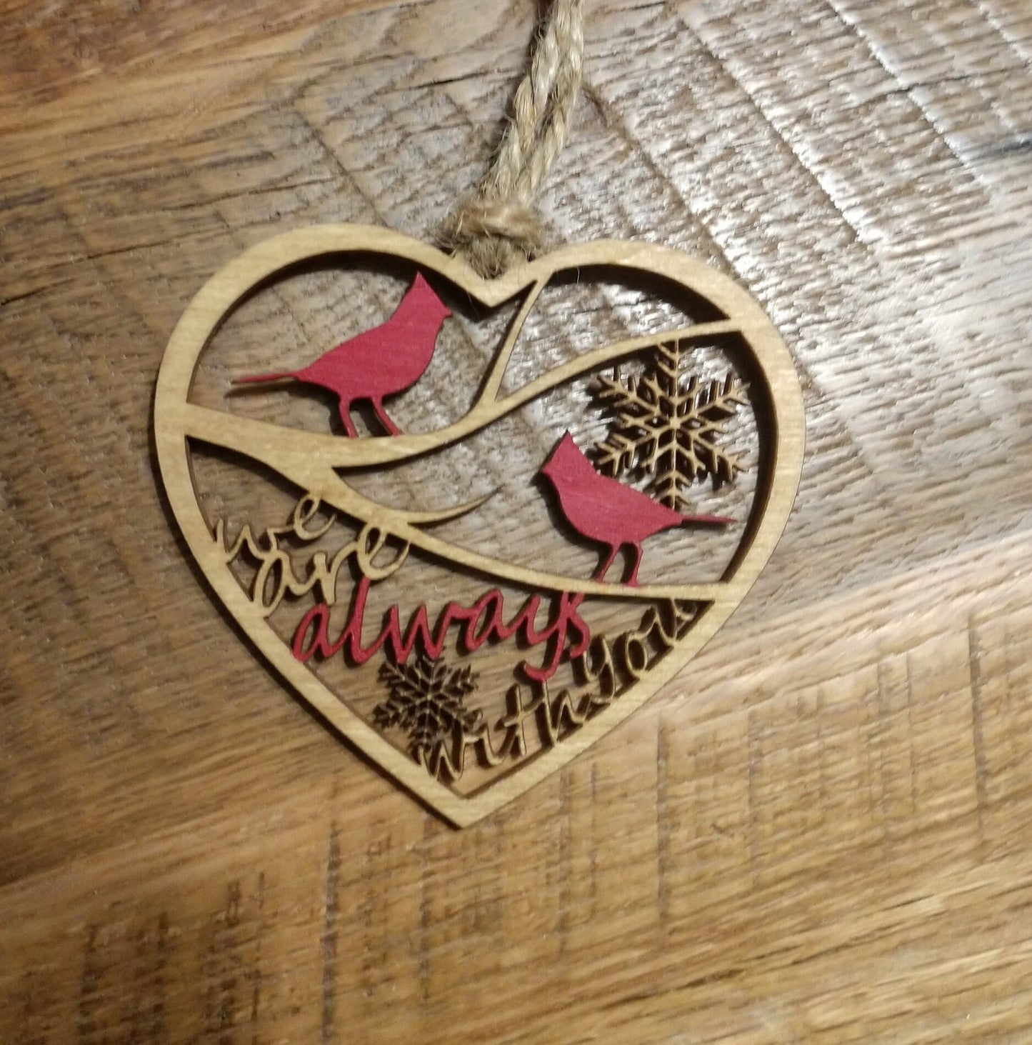 2 cardinals on a branch memorial ornament