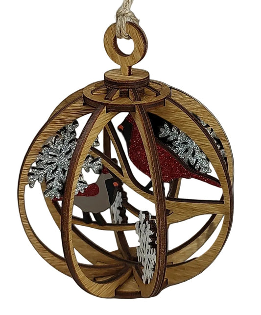 Male and Female cardinal snow globe ornament