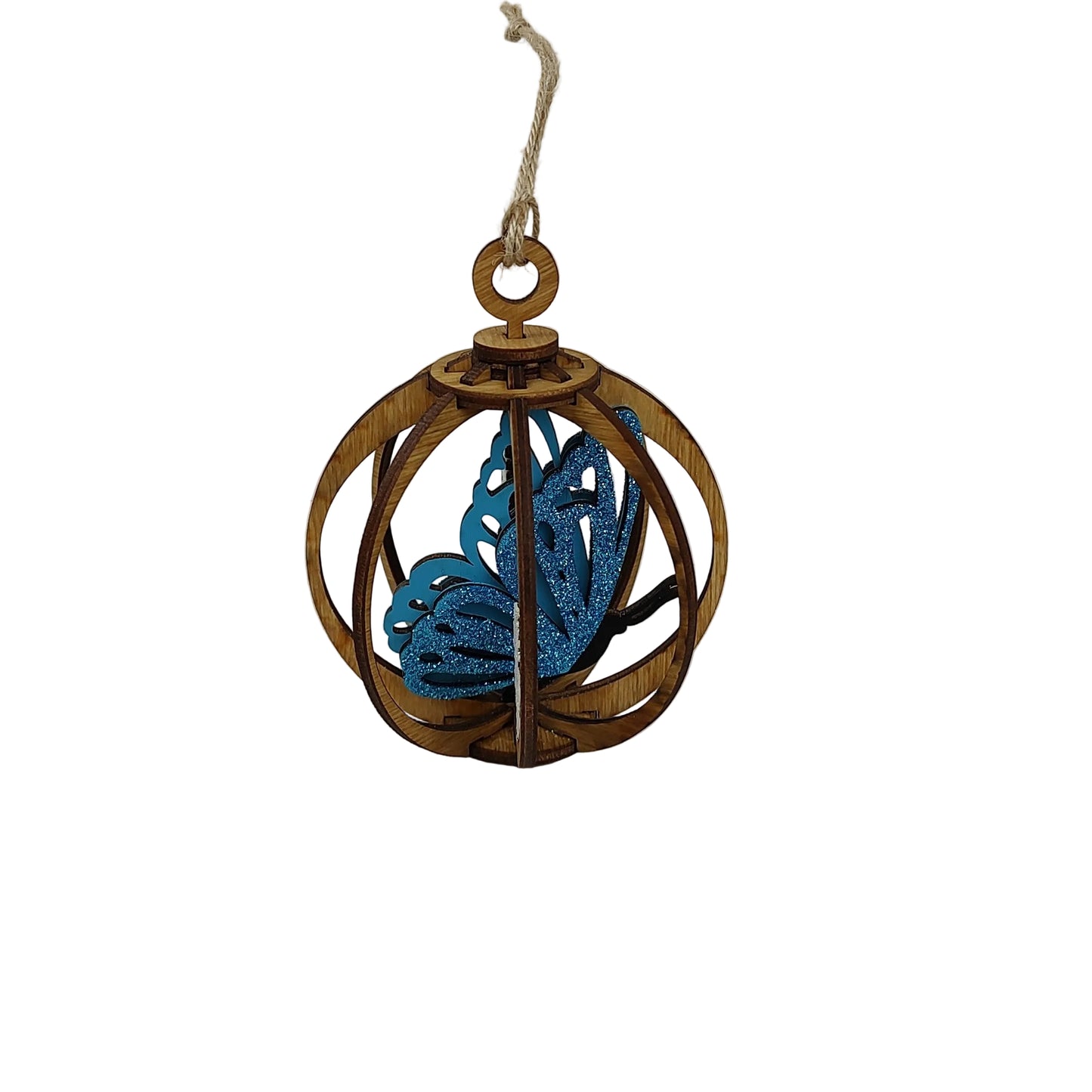 Blue Butter fly snow globe ornament