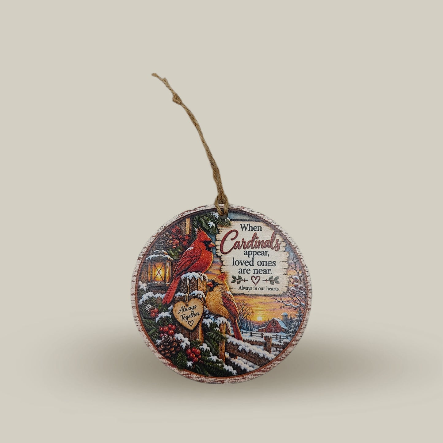 Male female cardinal ornament