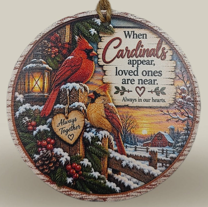 Male female cardinal ornament
