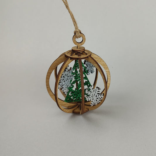 Green tree globe ornament