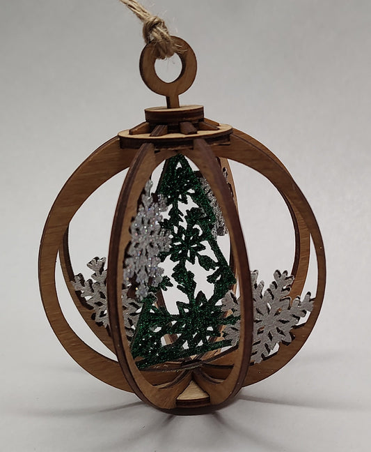 Green tree globe ornament