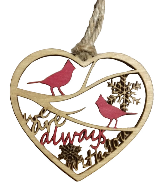 2 cardinals on a branch memorial ornament
